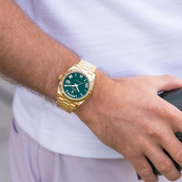 Roleex Oyster Perpetual Day Date 40 Battery Gold-Green